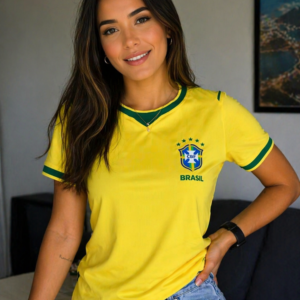 IMPERDÍVEL 26/27! Camiseta Feminina Amarela Brasil  – Modelo Torcedor + FRETE GRÁTIS