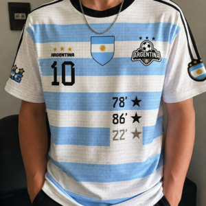 Camiseta Retrô Argentina Estilo Esportivo ⚽ | Listras Azul e Branco | Streetwear Premium Unissex | Conforto e Estilo de Verão